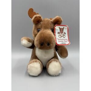 Vintage 1984 Somebody Loves You Moose Plush 6” Stuffed Animal SWIB